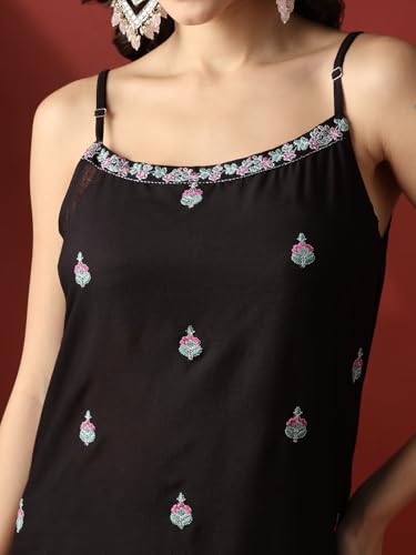 Globus Women Kurta Set (8909389016232_Black_M)