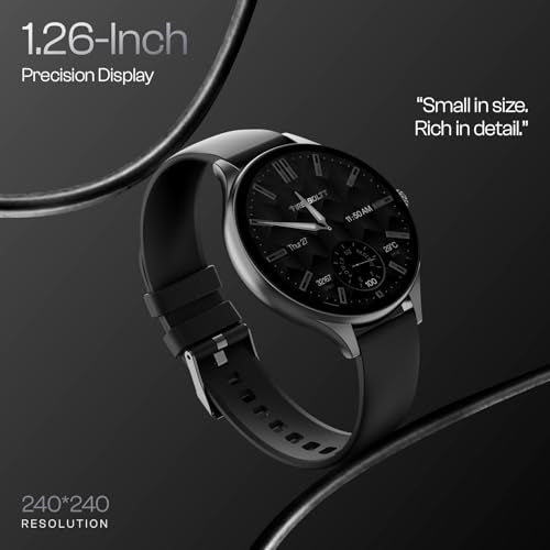 Fire-Boltt Phoenix Air Smart Watch 1.26” Round Display, Rotating Button, Wireless Charging, Ultra Lightweight Metal Body, Bluetooth Calling, Smartwatch with Silicone & Mesh Steel Straps Carbon Black