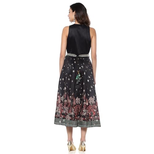 BIBA Women's Dupion Mini Dress (FEST2739AW24BLK_Black