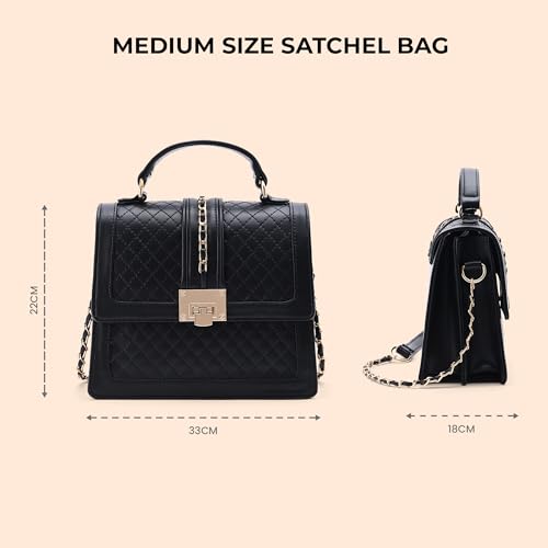 Symbol Premium Women's Satchel Hand Bag crafted from Imported PU | Stylish | Ladies Purse (SP-SS25-CARL-BAG-05_Black_Free Size)