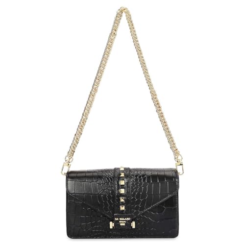 Da Milano Leather Shoulder Bag for Women - Black
