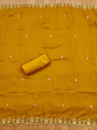 Leeli Peeri Designer Women's Vichitra Silk Embroidery Work Unstitched Salwar Suit Dress Material