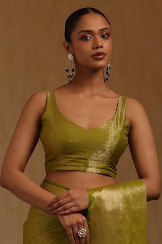 Soch Womens Light Green Georgette Floral Zari Woven Saree