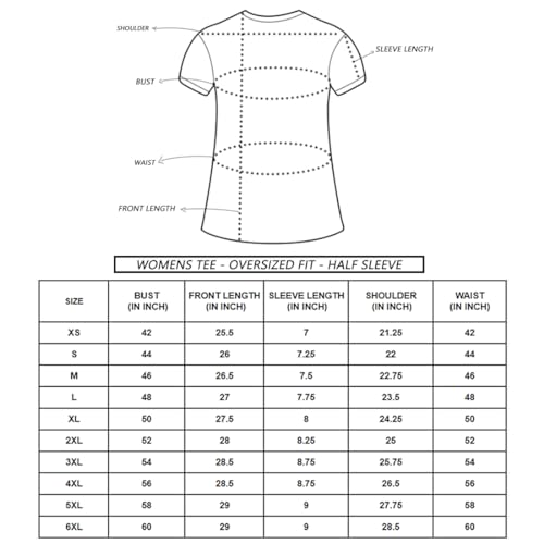 Bewakoof Women's Graphic Printed Oversized Fit Half Sleeve Round Neck Cotton T-Shirt_663621_Black_3XL