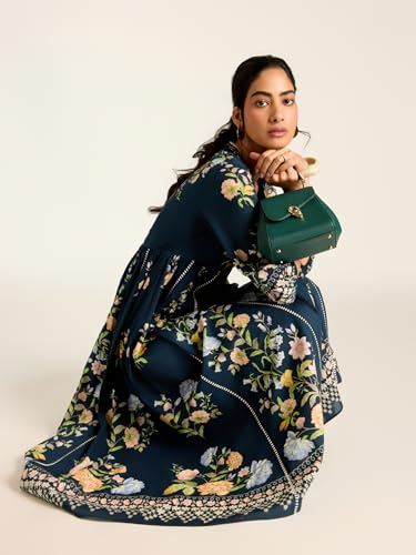 Label RITU KUMAR Navy Flower Lace Long Dress