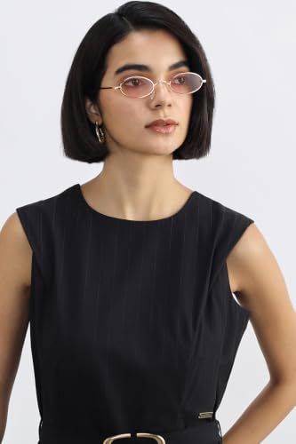Women Black Stripe Formal Dress