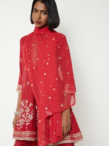 Max Women's Polyester Blend Kurta Set (COME58002A_RED