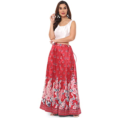 BIBA Women Polyester Printed Flared Mix and Match Maxi (Mnmskirts/T18383_Red_L)