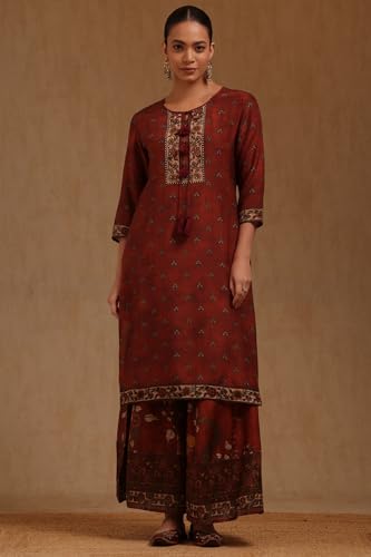 Soch Women's Muslin Salwar Suit Set (EWA5CD22280_Rust