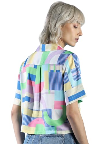 ONLY Women Printed Crop Length Polyester Multicolor Shirt
