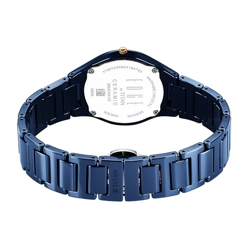 EDGE Titan Bicolour Quartz Analog Blue Dial Blue Ceramic Strap Watch for Women