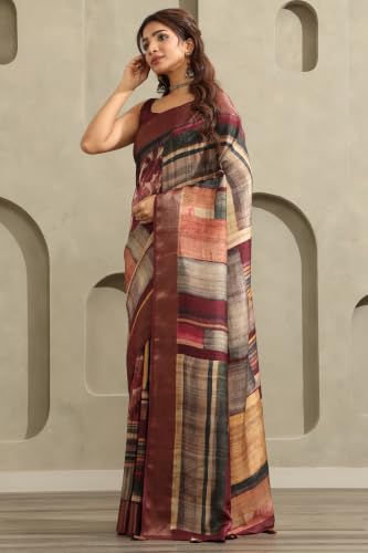 Soch Womens Multicolour Viscose Geometric Printed Saree