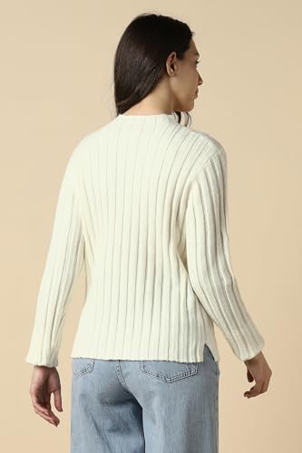 Women Beige Textured Round Neck Casual Sweater