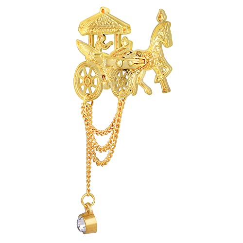 Mahi Meena Work Enamel Horse Chariot Chain Sherwani Brooch for Men (BP1101084G)