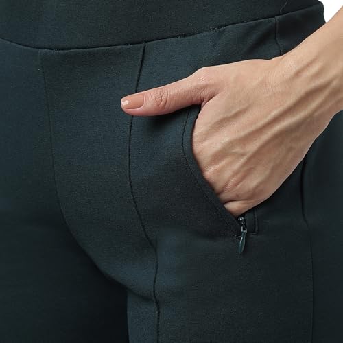 Latin Quarters Women Green Bottle Casual Solid High Rise Trousers_M