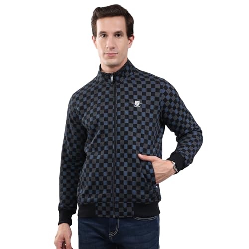 Monte Carlo Men's Regular Fit Sweatshirt | Solid Pattern | Zip Closure with Full Sleeve Band Neck | Zipper Sweatshirt for Men Black 3XL (Pack of_1)