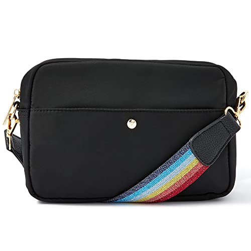 Accessorize London Women's Black Camera Sling Bag| sling bag for woman latest |crossbody bag for women stylish |Shoulder/Crossbody Bag for Women with Adjustable Sling Srap