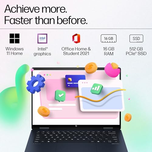 HP Envy x360 AI Laptop, Intel Core Ultra 5 125U, 12 TOPS, 16GB LPDDR5, 512GB SSD, (Win11, Office21, Blue, 1.44 kg) Touchscreen, 3K, OLED, 14-inch (35.6cm), Integrated graphics, 5MP IR camera, fc0078TU