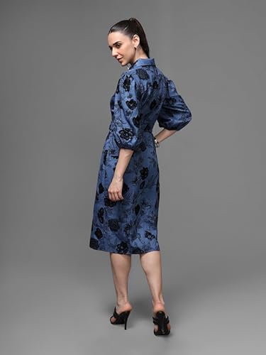 Kazo Amalfi Midi Dress with Belt (Blue_XS)