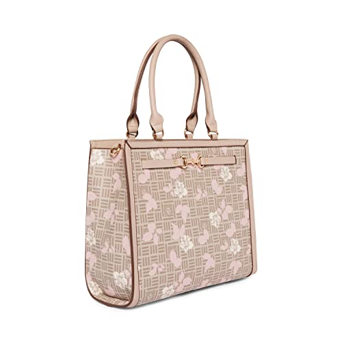 Anne Klein Medium Shopper Tote with Floral Overlay, Stone-Gardenia Multi/Stone, Stone-gardenia Multi / Stone