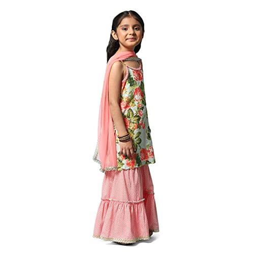 BIBA GIRL PRINTED A Line KID(KW4983_TURQUOISE_11)