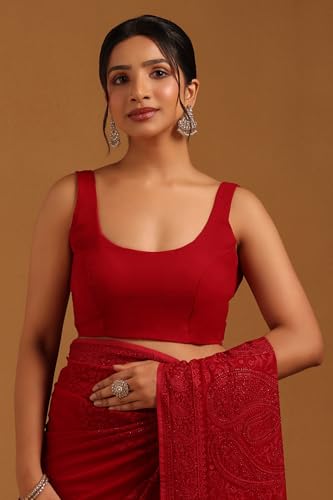 Soch Womens Fuchsia Georgette Botanical Saree With Stone Work