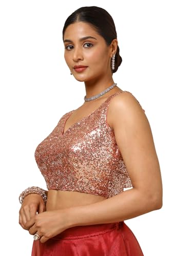 Soch Womens Peach Georgette Padded Blouse with Sequins