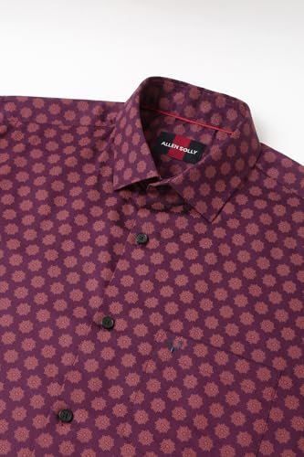Men Purple Print Half Sleeves Formal Shirt