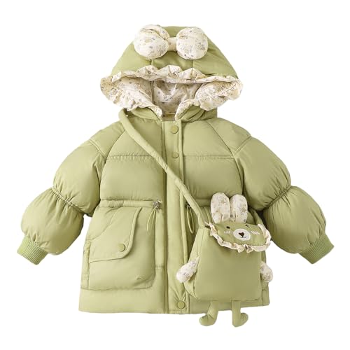 Hopscotch Girls Olive Full Sleeves Bow Applique Puffer Coat For Age (18-24 Months)
