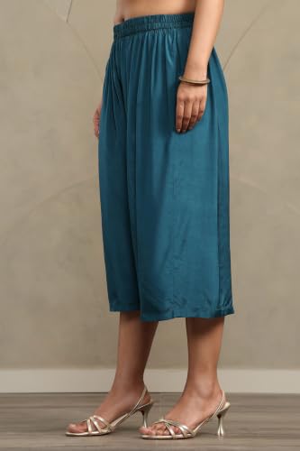 Soch Womens Teal Muslin Botanical Printed Kurta Set