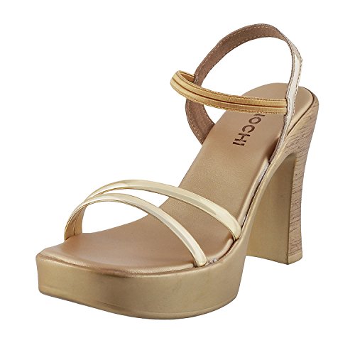 Mochi Womens Synthetic Gold Sandals (Size (7 UK (40 EU))