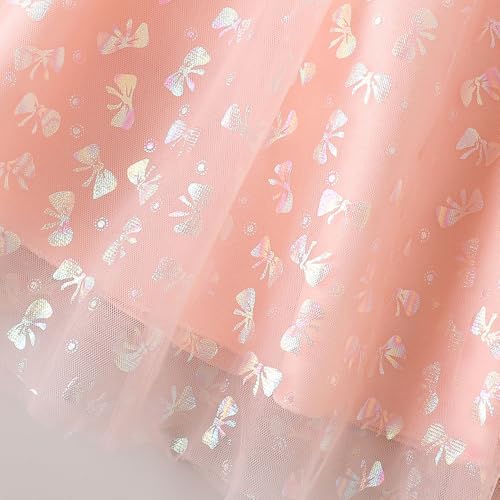 Hopscotch Girls Peach Short Sleeves Butterfly Applique Gown for Age (5-6 Years)