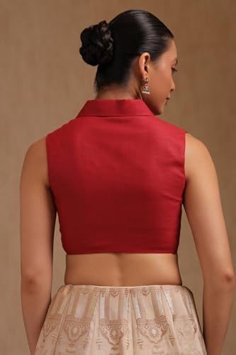 Soch Womens Maroon Linen Solid Padded Blouse