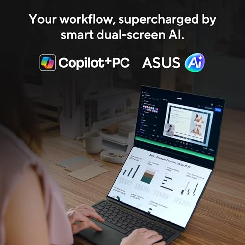 ASUS Zenbook Duo (2026),Intel Core Ultra 7 355,Intel iGPU,32GB RAM,1TB SSD,3K OLED,Touchscreen,14"(35.5 cm),Windows 11,M365 Basic(1Y),Office 2024,Moher Gray,1.65 Kg, UX8407AA-SN183WS,Copilot+ PC