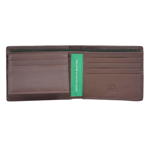UNITED COLORS OF BENETTON Guntero Leather Passcase Wallet- Brown, No. of Card Slot : 12