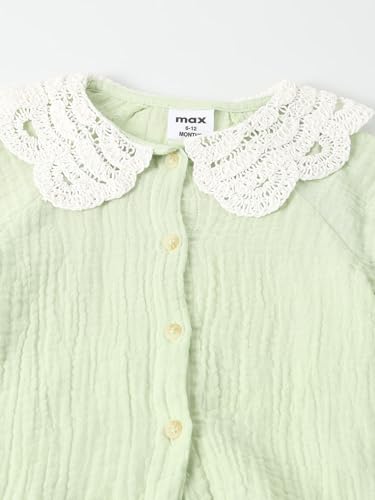 Max Girls Lace Detailed Shorts Set(Green_12-18 M)