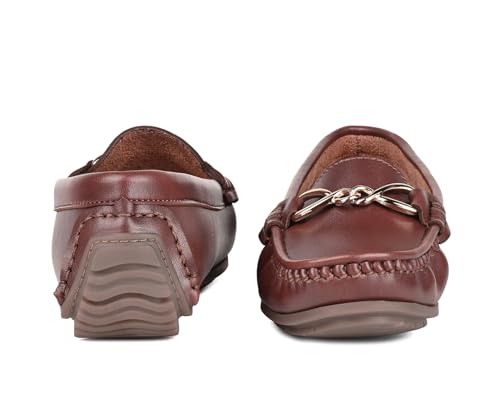 LOUIS STITCH Women's Tan Premium Slip-On Loafers with Buckle | Elegant Solid Slip-On Comfort Shoes for Casual and Formal Wear | Slip-On Loafer Shoes for Women | LSLD-BLR-HS02 | UK-5