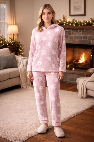 CAMEY Women Winter Nightsuit (Pink, Large)