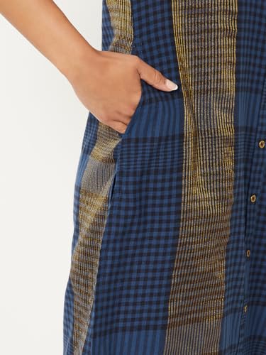 Max Women Checked Straight Kurta (Blue_M)