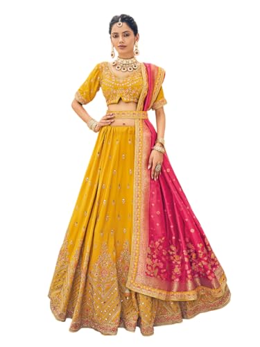 Woman's Mustard yellow viscose lehenga choli