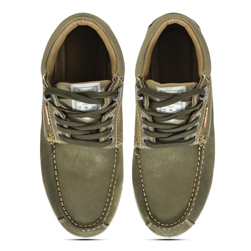 Woodland Men's Olive Green Leather Casual Shoes-9 UK (43EU) (GC 4267122)