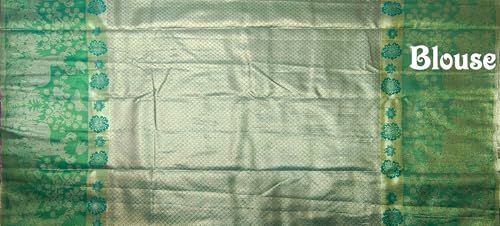 VFCollections Women's Traditional Handloom Kanchipuram Silk Pure Pattu Sarees | Rich Zari Woven Design | Bridal Saree | Unstitched Blouse (VFC723-8)