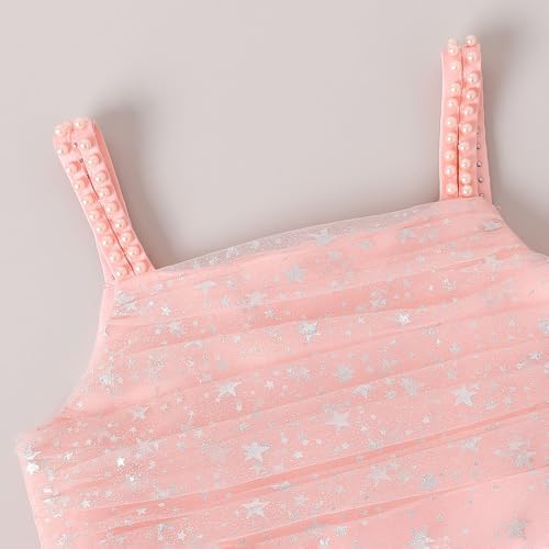 Hopscotch Girls Pink Sleeveless Beaded Strap Party Dress for Age (6-8 Years)