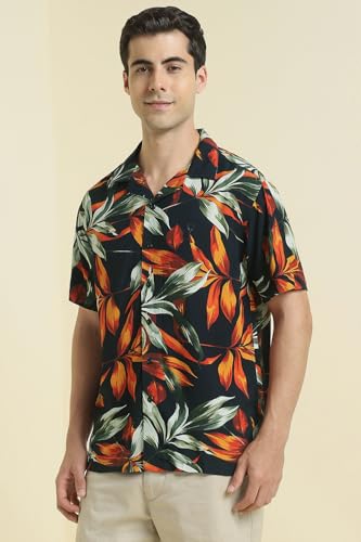 Allen Solly Men Black Print Half Sleeves Casual Shirts