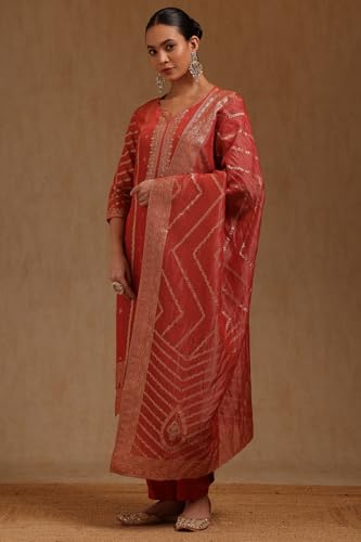 Soch Womens Tissue Woven Designs Suit Set With Cutdana