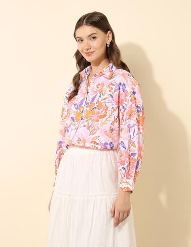 U.S. POLO ASSN. Relaxed Fit Floral Printed Shirt (UWSS25SHT187_Multi-Colour_M)