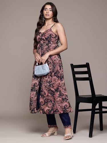 Aarke Ritu Kumar Navy Lily Bloom Sleeveless Kurta with Pant