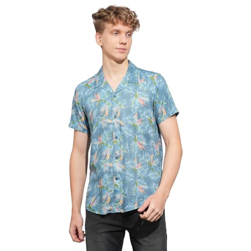 Being Human Teal Slim Fit Regular Collar Shirt for Men Clothing