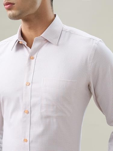 Raymond Orange Structure Pattern Men Long Sleeve Casual Shirt