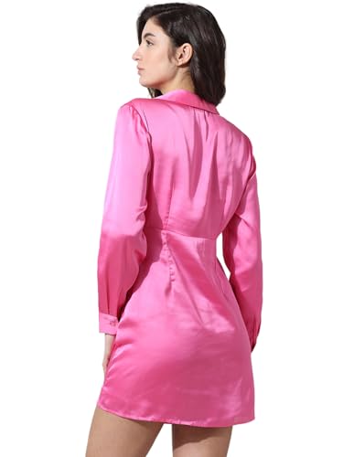 ONLY Women's Polyester Wrap Above The Knee Dress (15337311-Pink Frosting_Pink
